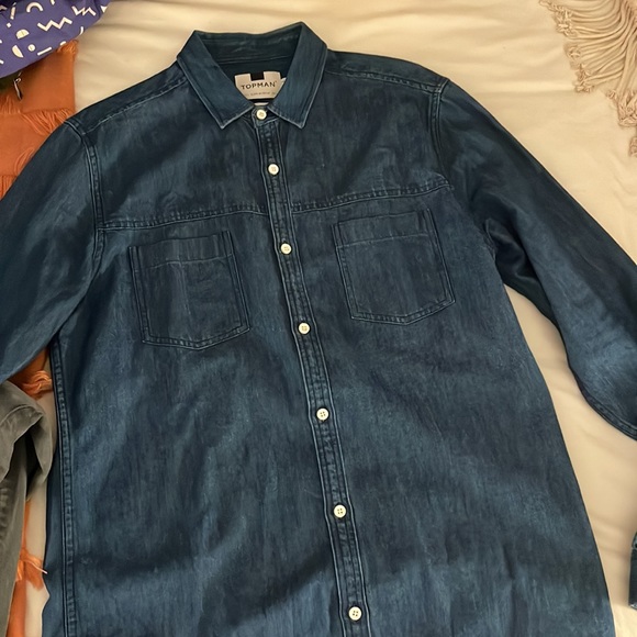 NWOT Topman Denim Button Up Shirt - Picture 2 of 5